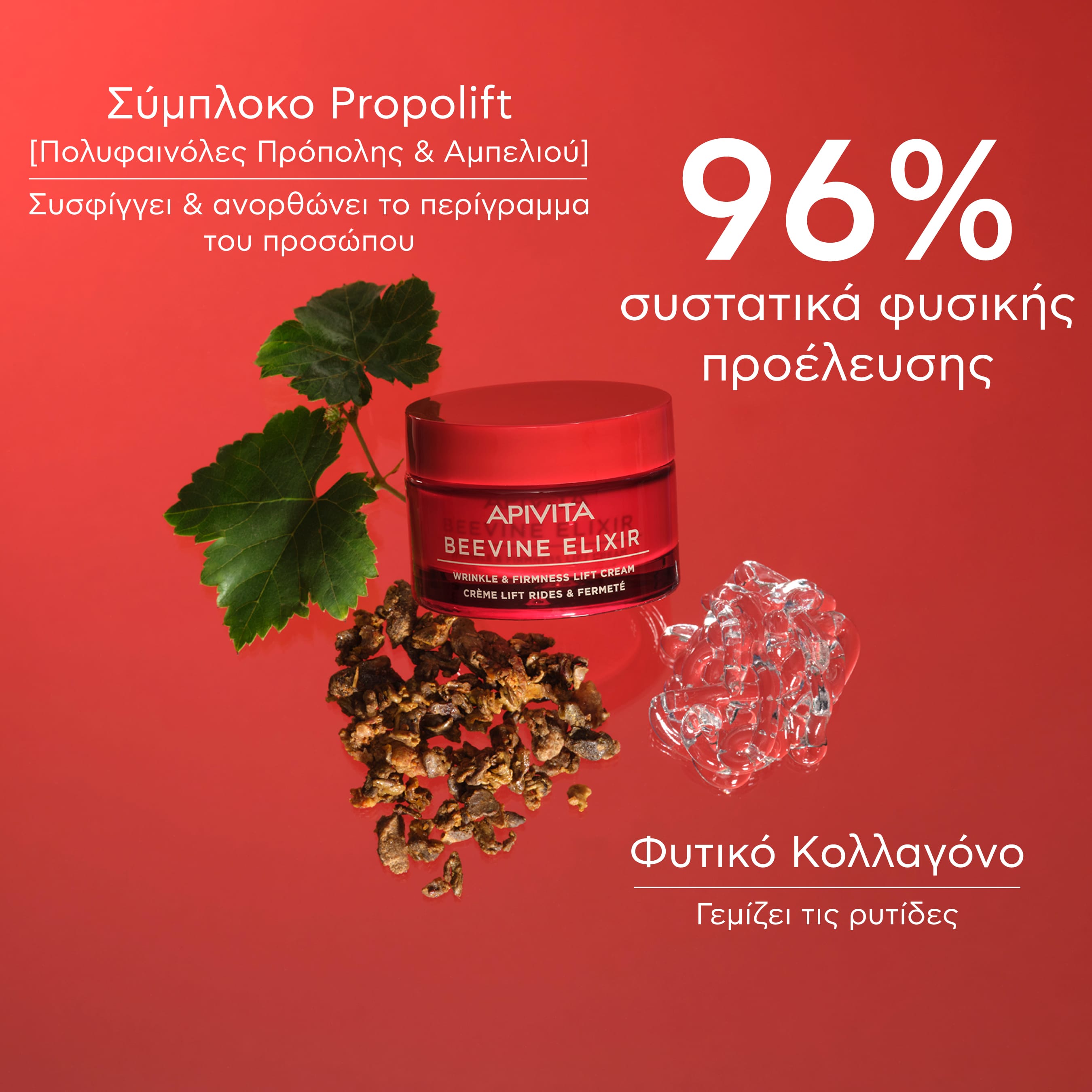 APIVITA - BEEVINE ELIXIR Αντιρυτιδική Κρέμα για Σύσφιξη & Lifting με πατενταρισμένο σύμπλοκο Prοpolift & φυτικό κολλαγόνο (ελαφριά υφή)